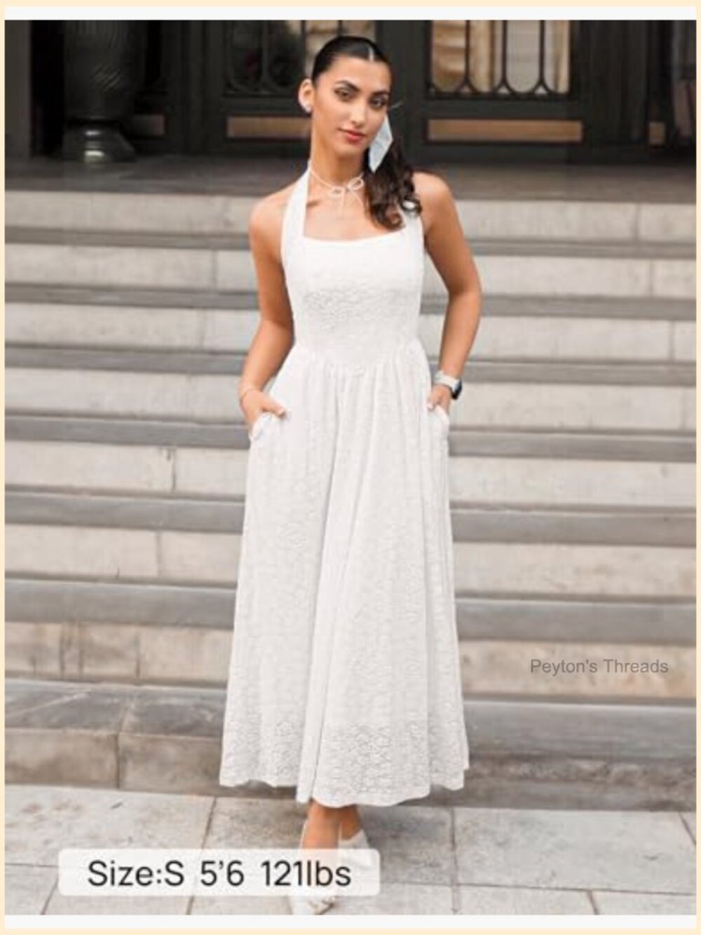 Sleeveless Floral Halter Maxi Dress with Pockets - Picture 2 of 7